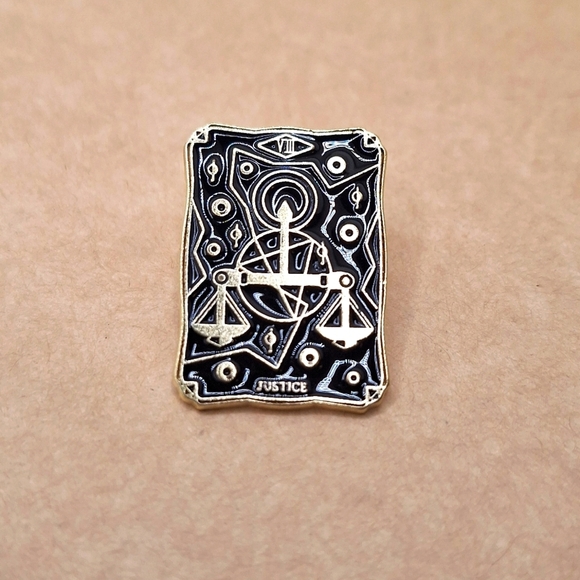 Tarot card of Justice lapel pin wearable art lapel accessory - Picture 1 of 5